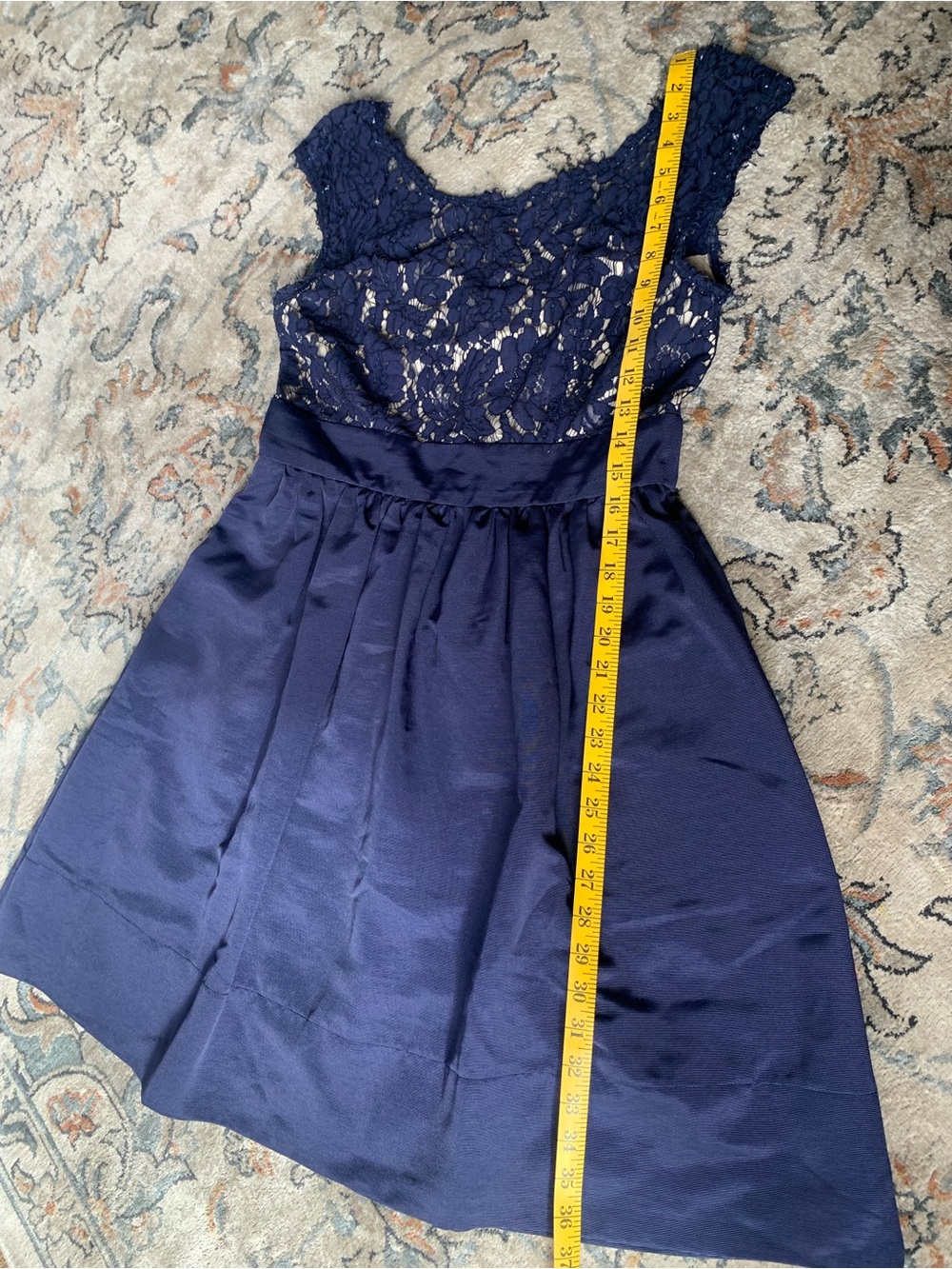 Eliza J Navy Lace Bodice Satin Skirt Women’s Dress - Picture 3 of 6